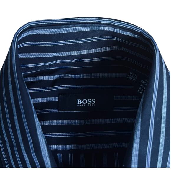 Hugo Boss Shirt in Blue/Black | Size 15.5 (34/35) - Picture 4 of 7